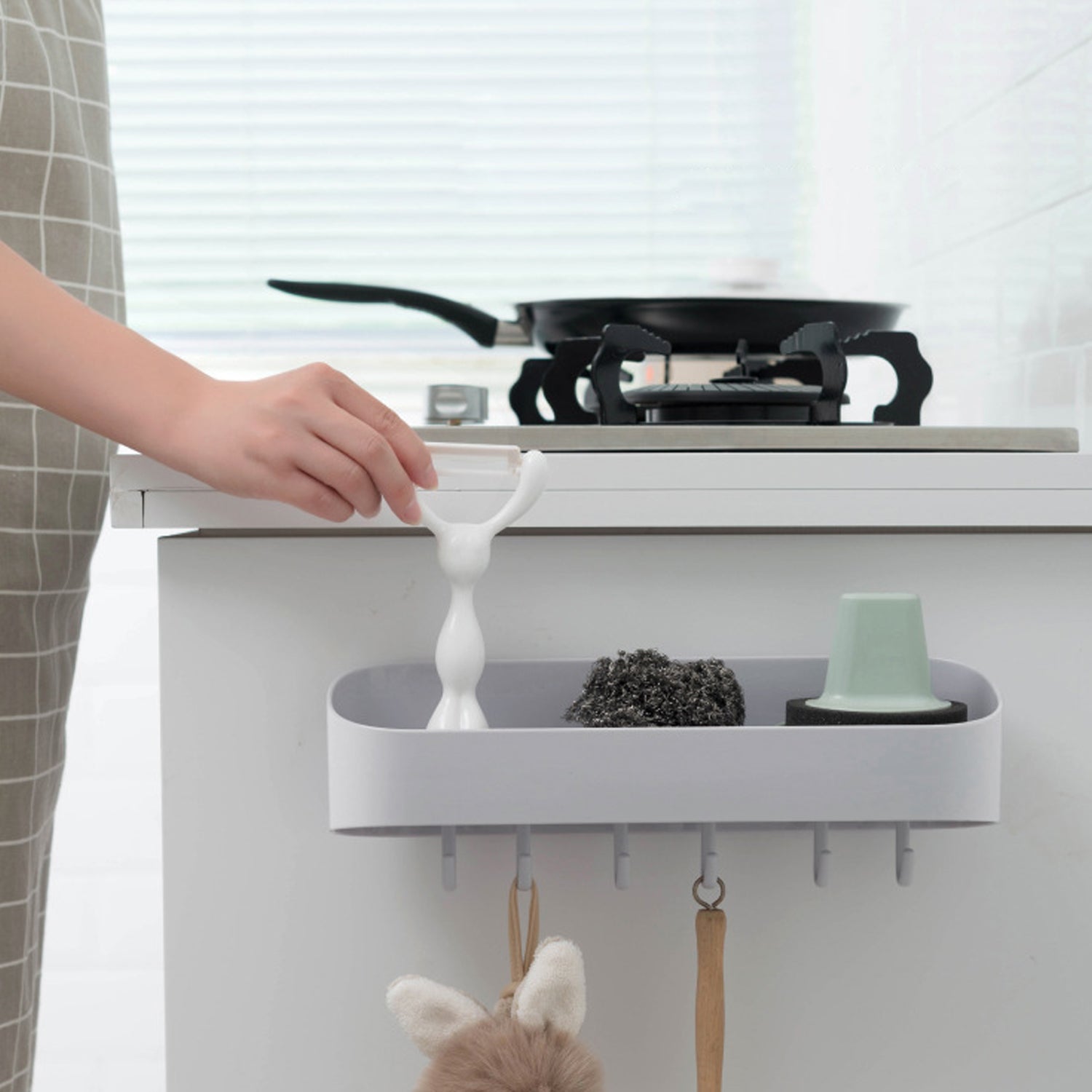 4058 Multipurpose Bathroom Kitchen Shelf Plastic Wall Storage Organizer with 6 Hooks Without Drill self Adhesive and Magic Sticker DeoDap 4058 Multipurpose Bathroom Kitchen Shelf Plastic Wall Storage Organizer with 6 Hooks Without Drill self Adhesive and Magic Sticker DeoDap